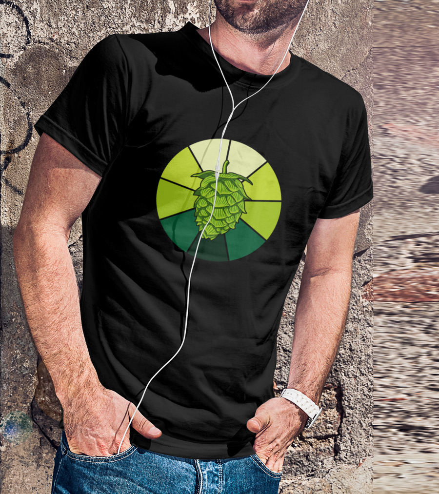 Vintage Green Beer Hop Circle Stained Glass T-Shirt