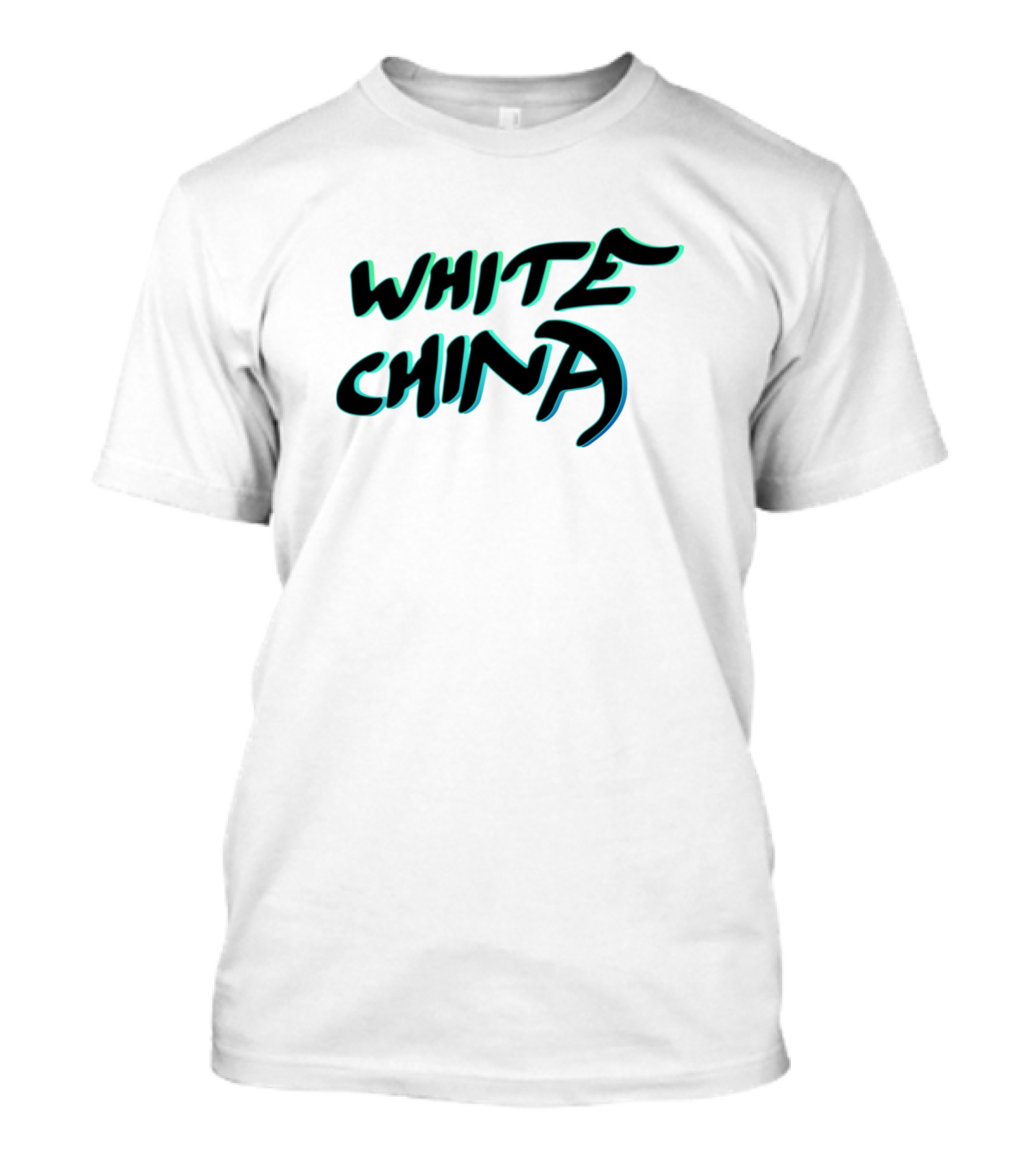 White China Black Background Retro Neon Letters T-Shirt