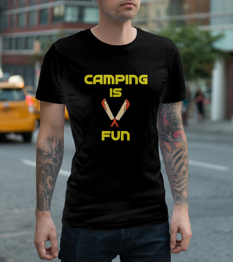 Camping Is Fun Retro Fire Axe Adventure T-Shirt