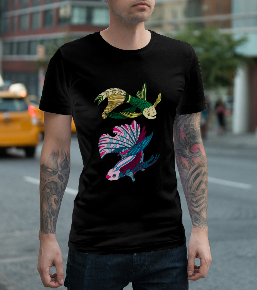 Cute Fishes Colorful Betta Fish Pair T-Shirt