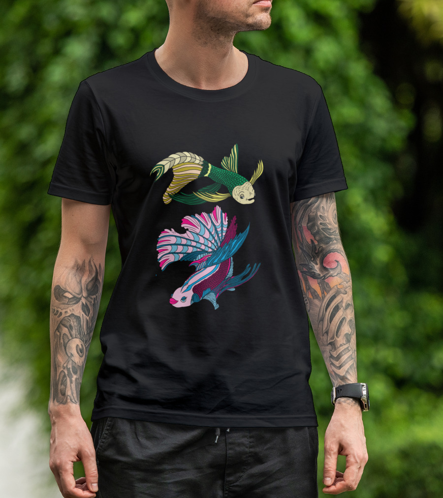 Cute Fishes Colorful Betta Fish Pair T-Shirt