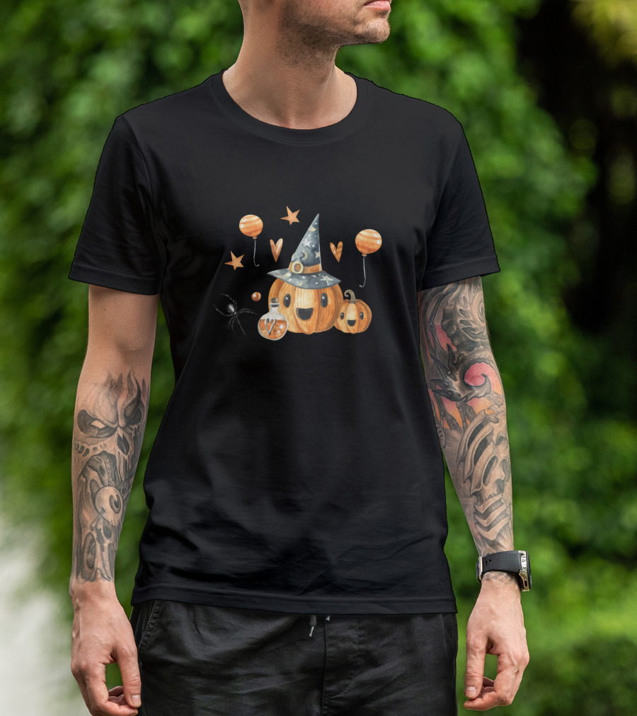 Cutest Pumpkins In The Patch With Witch Hat And Balloons T-Shirt