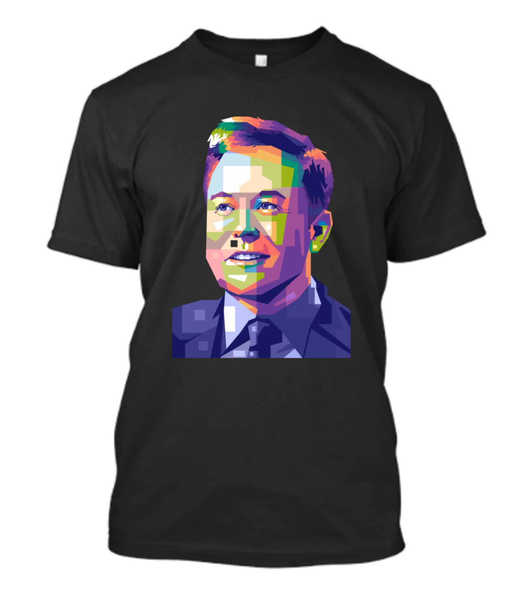 Elon Mask Pop Art Portrait Multicolored Geometric T-Shirt