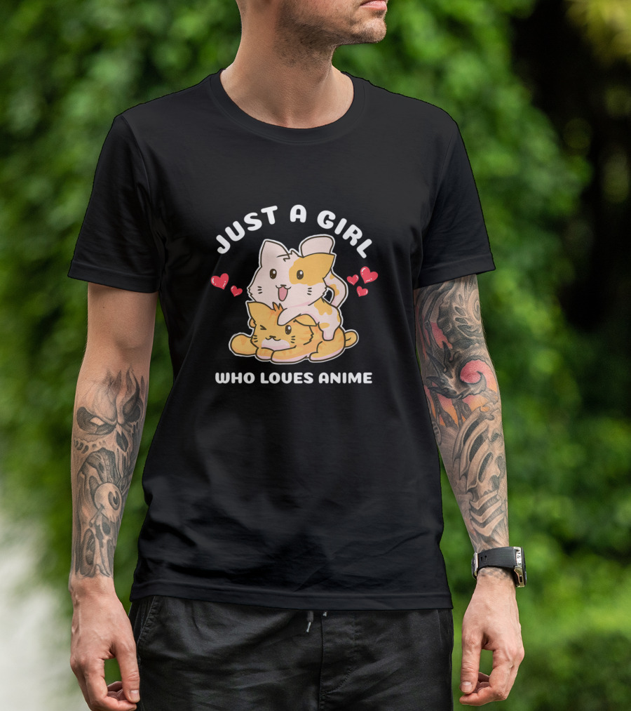 Just A Girl Who Loves Kawaii Cat Neko Anime T-Shirt