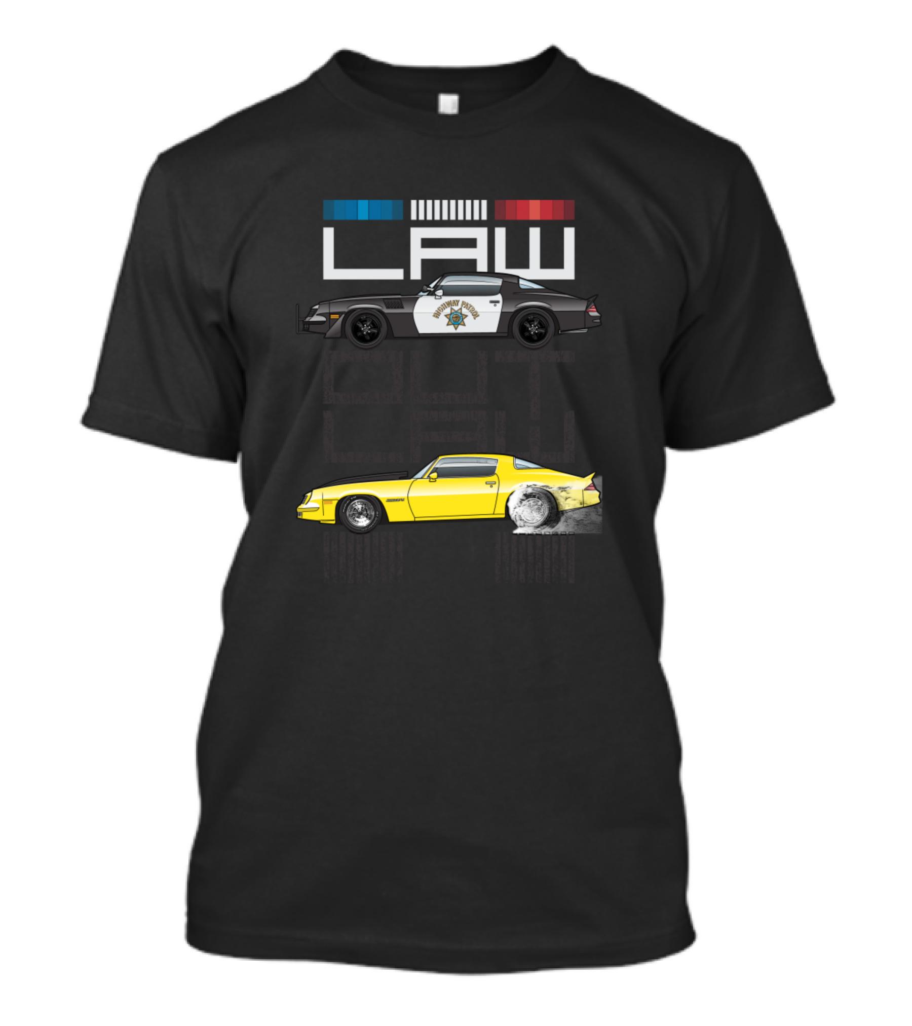 LAW Outlaw Police Car Chase Yellow Racer T-Shirt