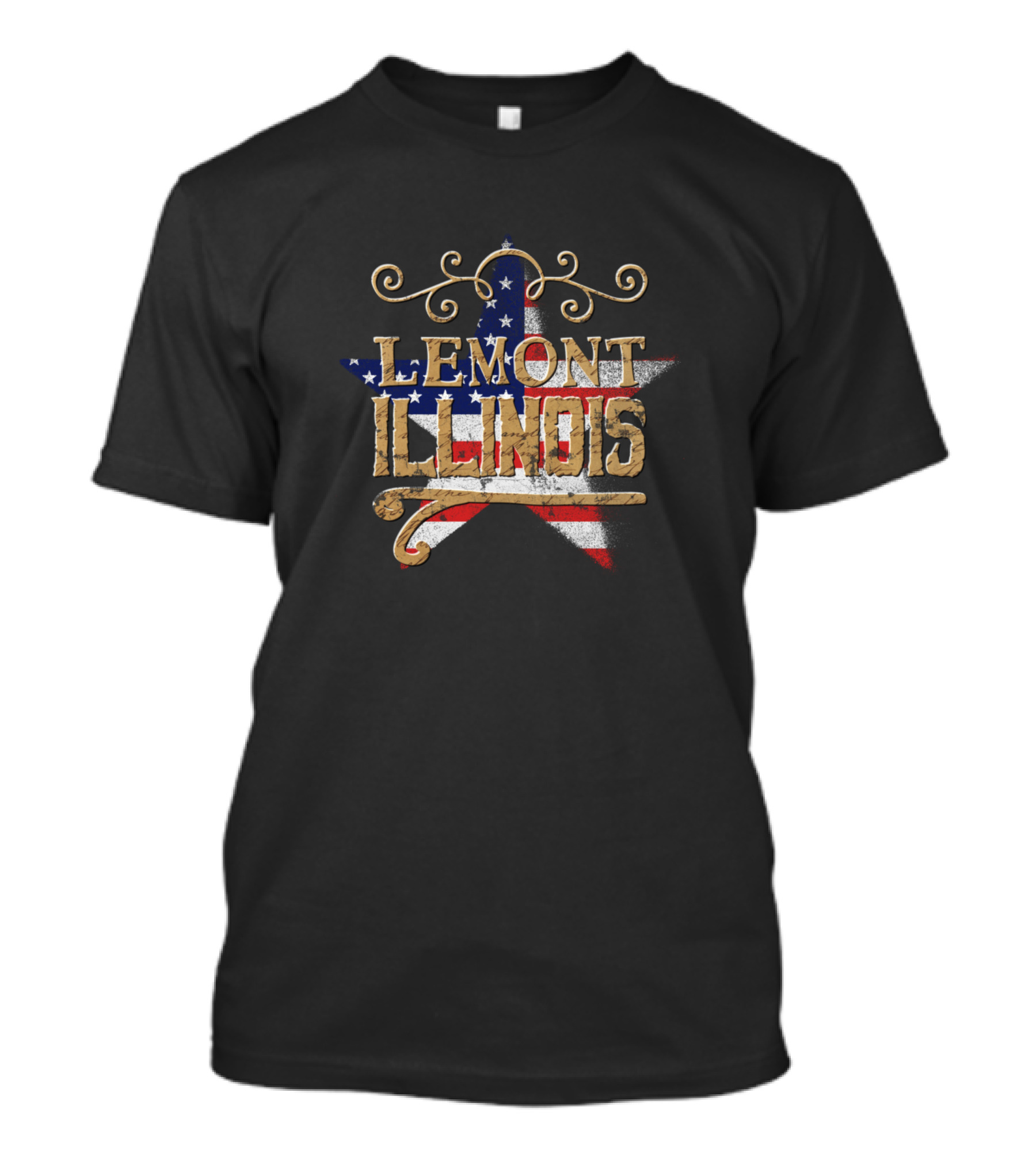 Lemont Illinois Star With American Flag Accents T-Shirt