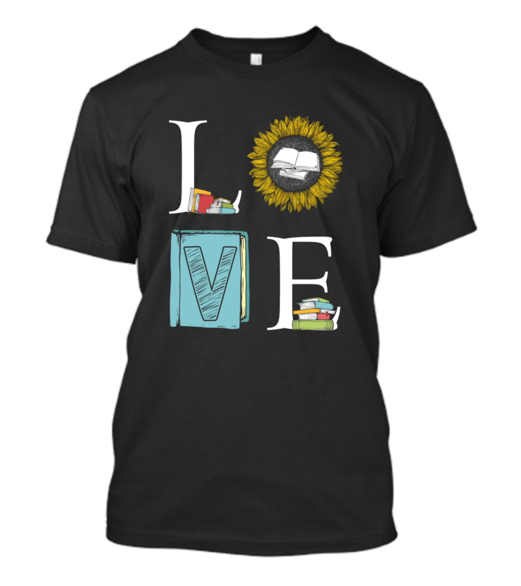 Love Book Lover Nerd Reading Books Sunflower T-Shirt