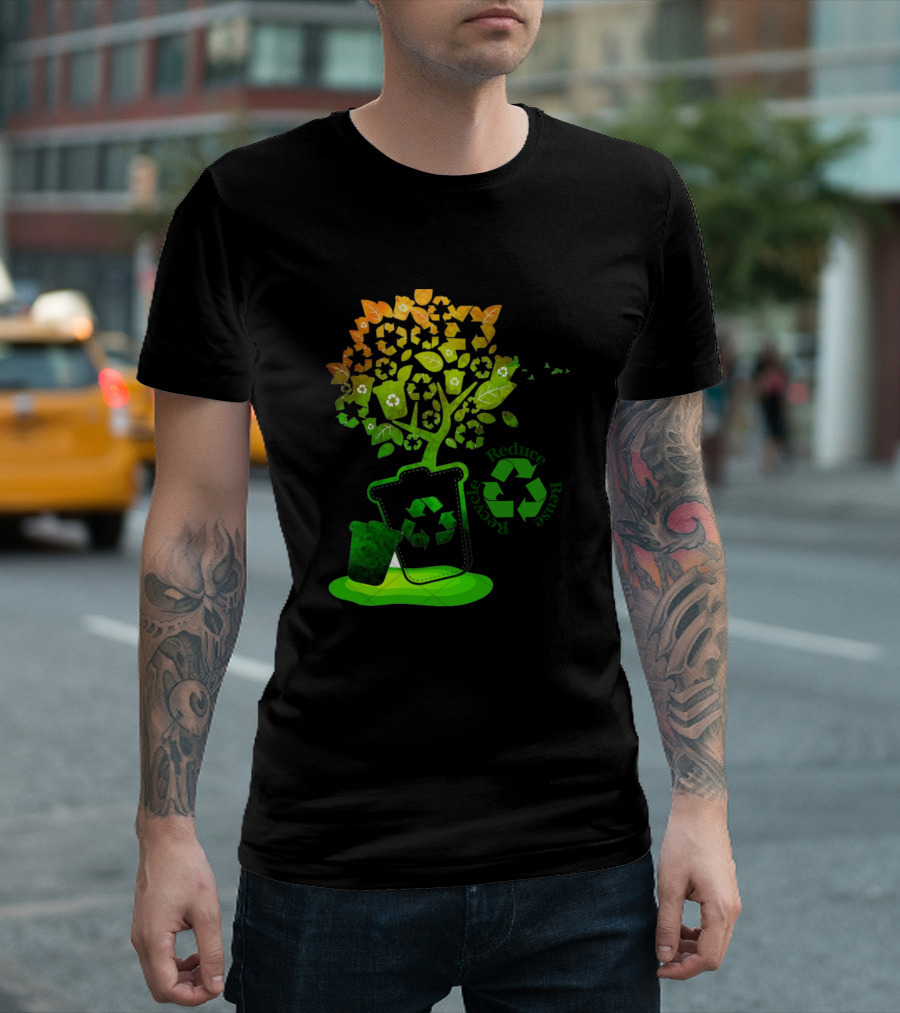 Recycling Reduces Waste Save Earth Tree Leaves T-Shirt