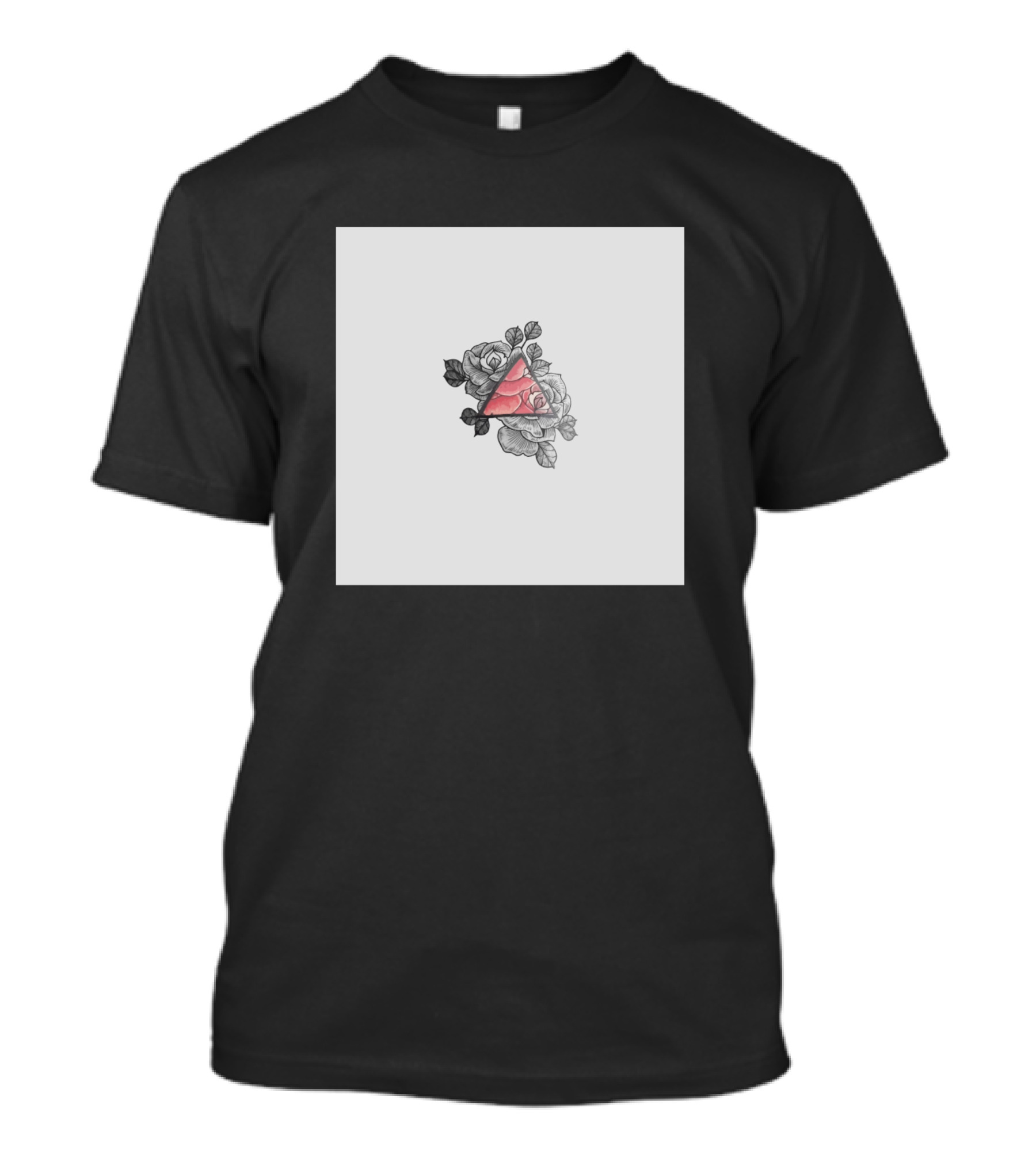 Roses Triangle Black White Red Chiffon Drawing T-Shirt