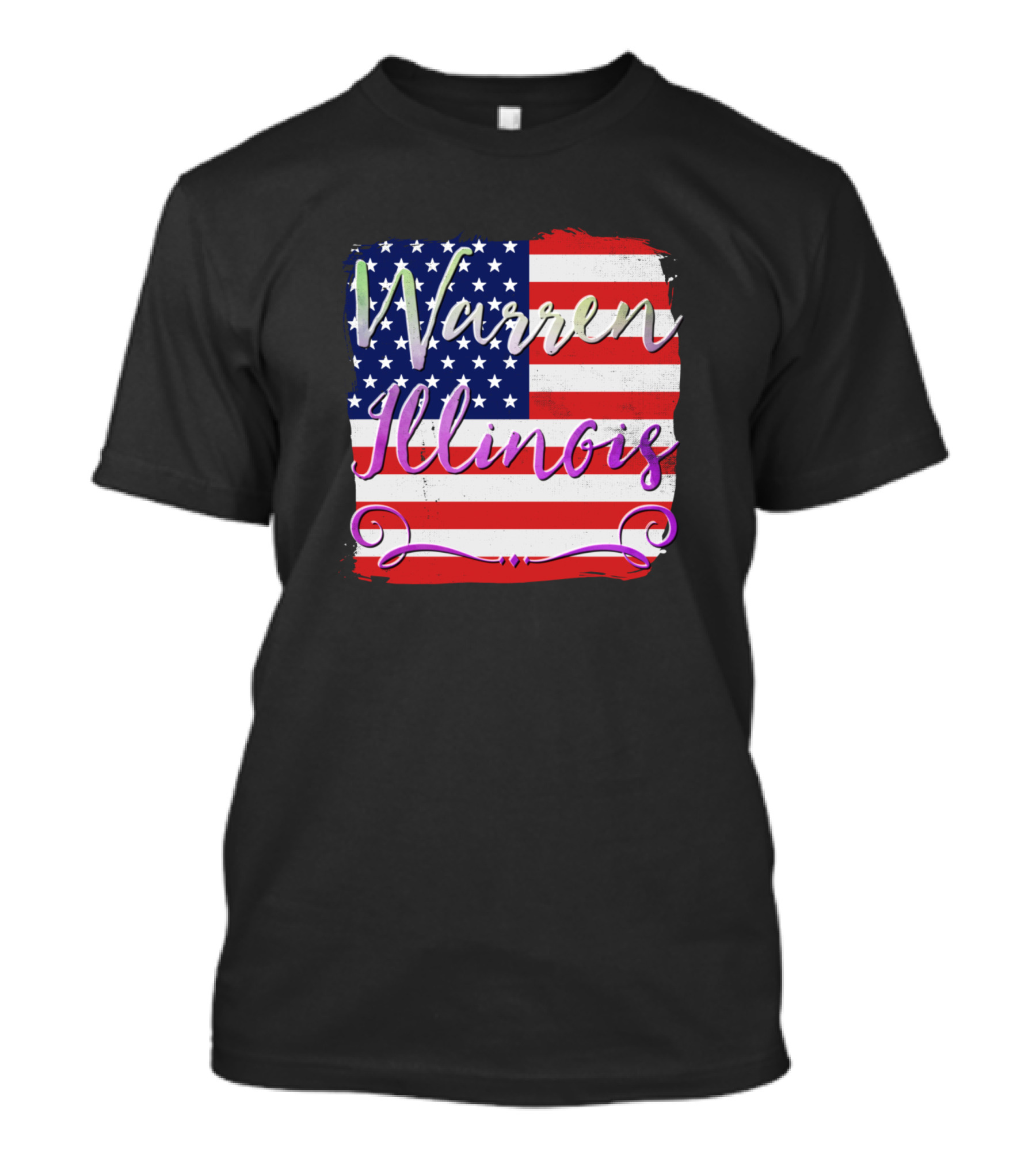 Warren Illinois American Flag Background T-Shirt