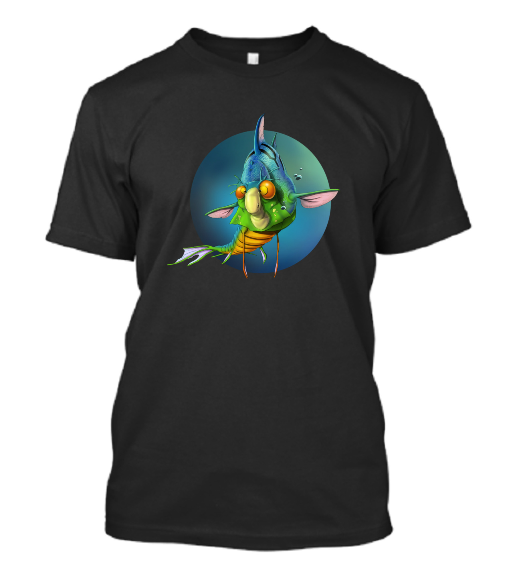 Any Fin Is Possible Quirky Cartoon Fish Planet Ocean Scene T-Shirt