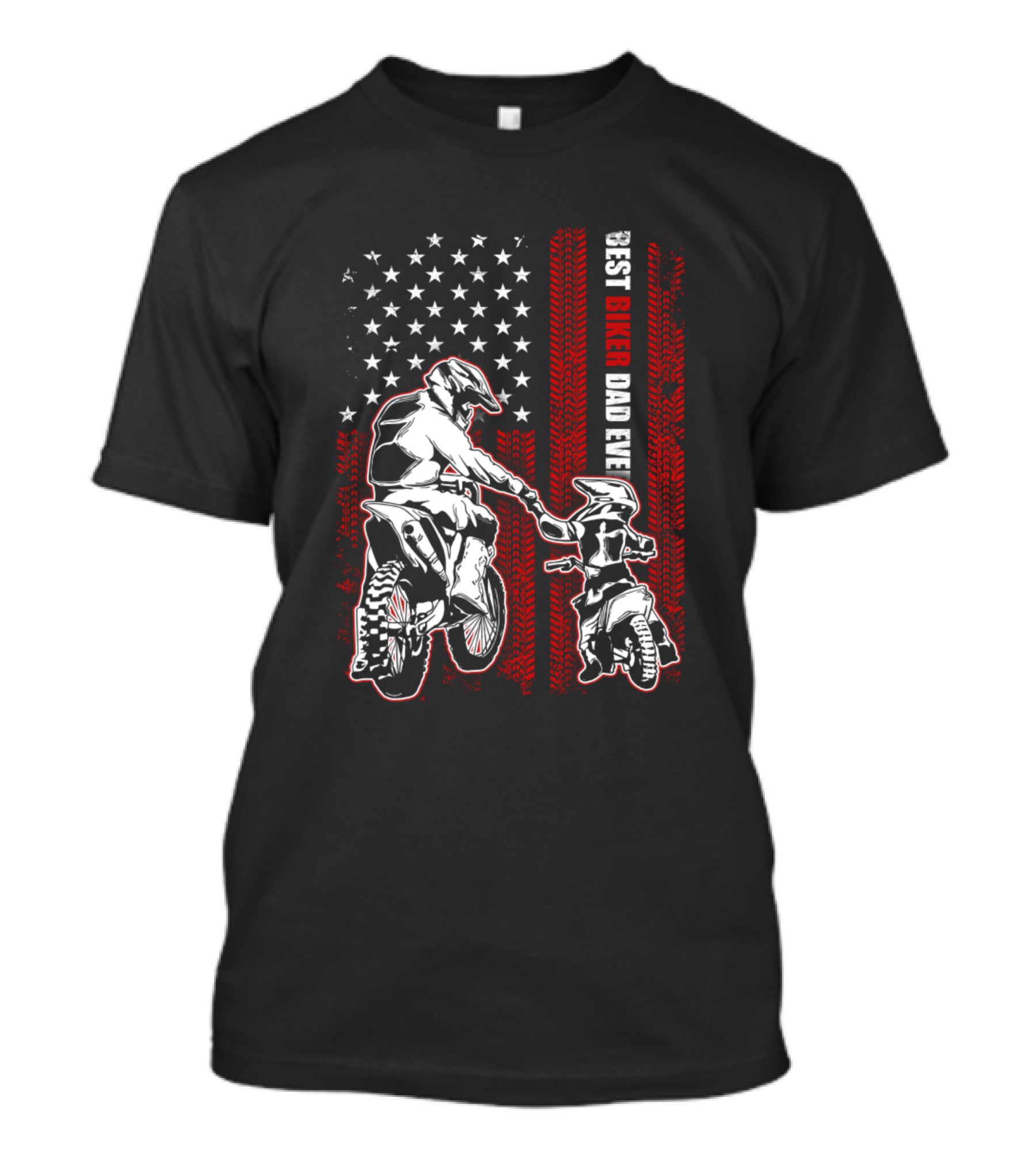 Best Biker Dad Ever American Flag Motocross Father And Son T-Shirt