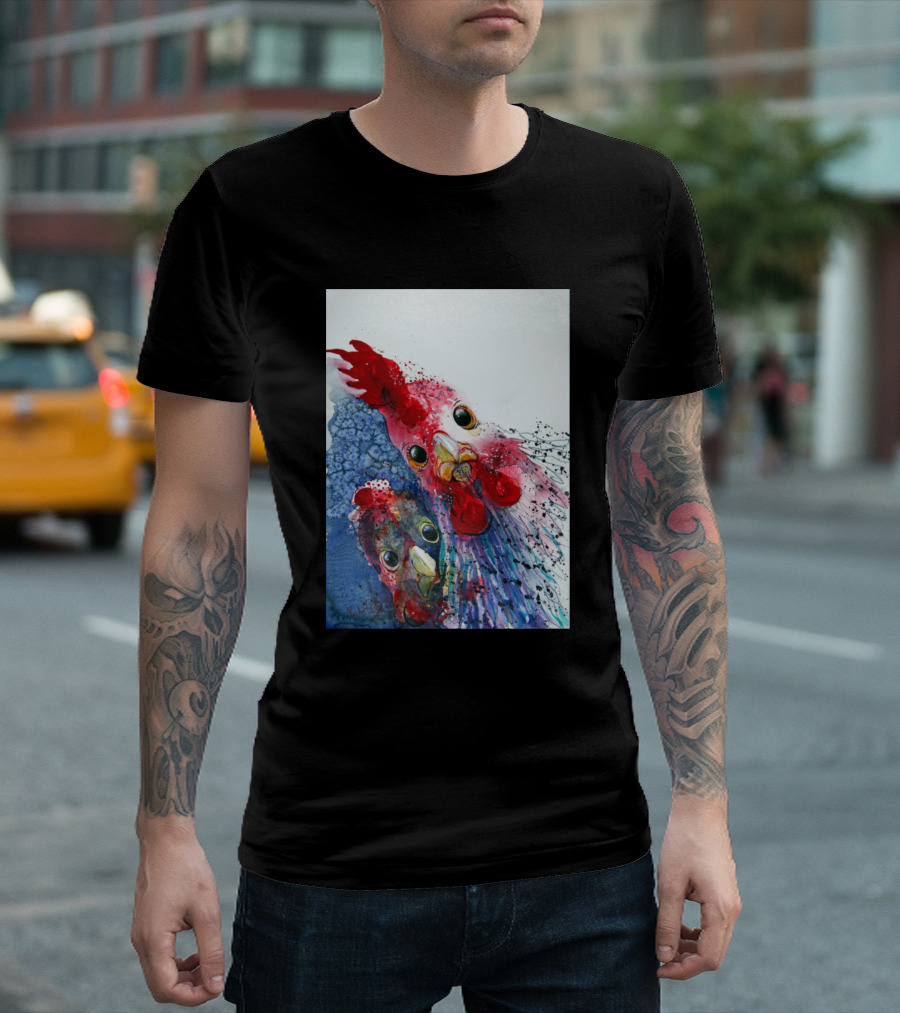 Chicken Chicken Vibrant Watercolor Rooster T-Shirt