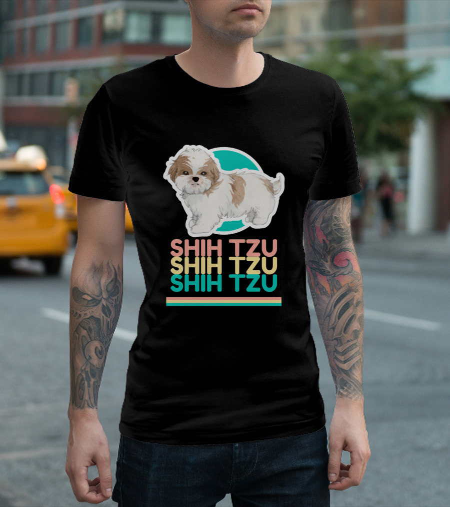 Shih Tzu Cute Dog Retro Colors T-Shirt
