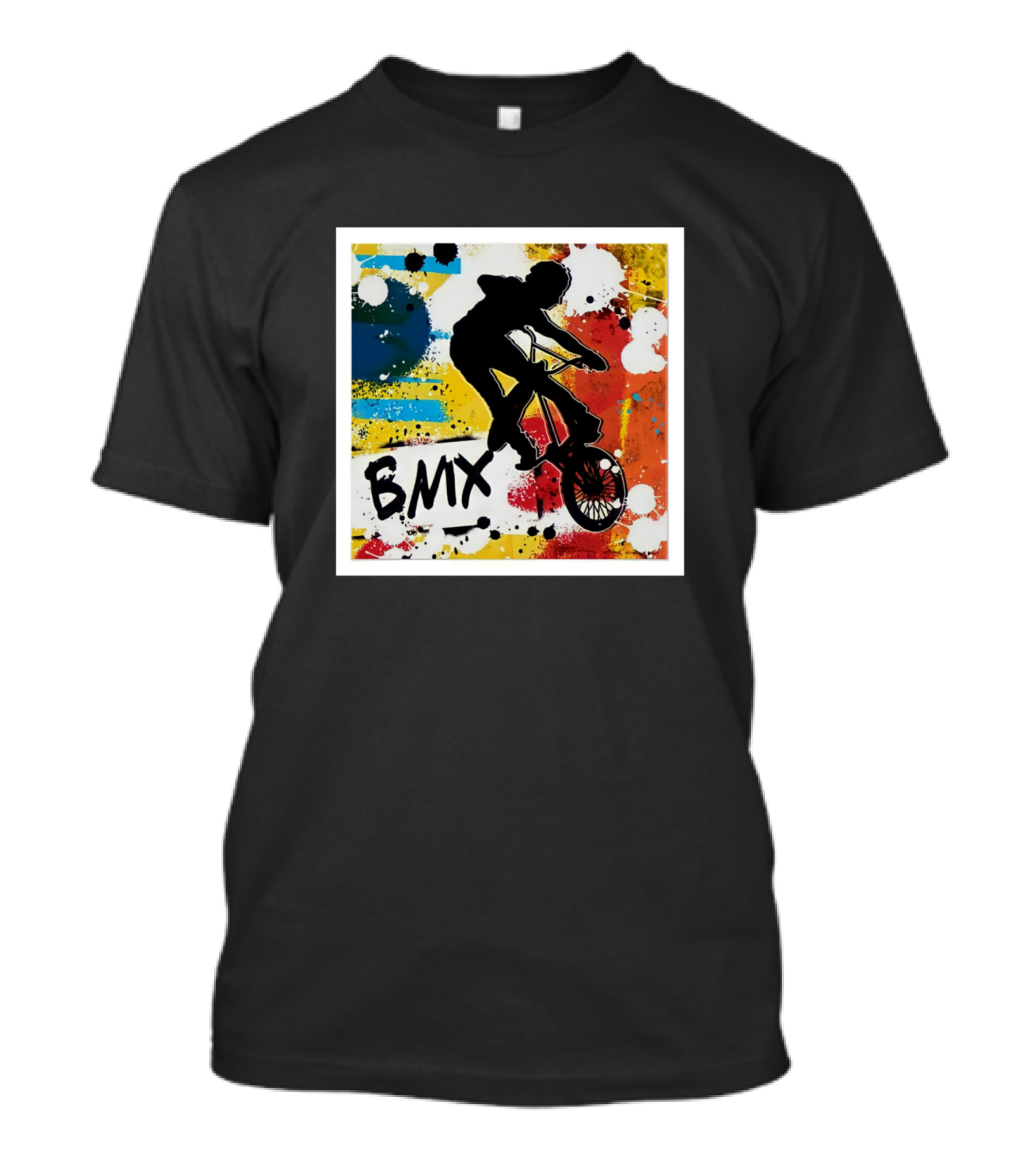 BMX Extreme Sports Colorful Silhouette Stunt Biker T-Shirt