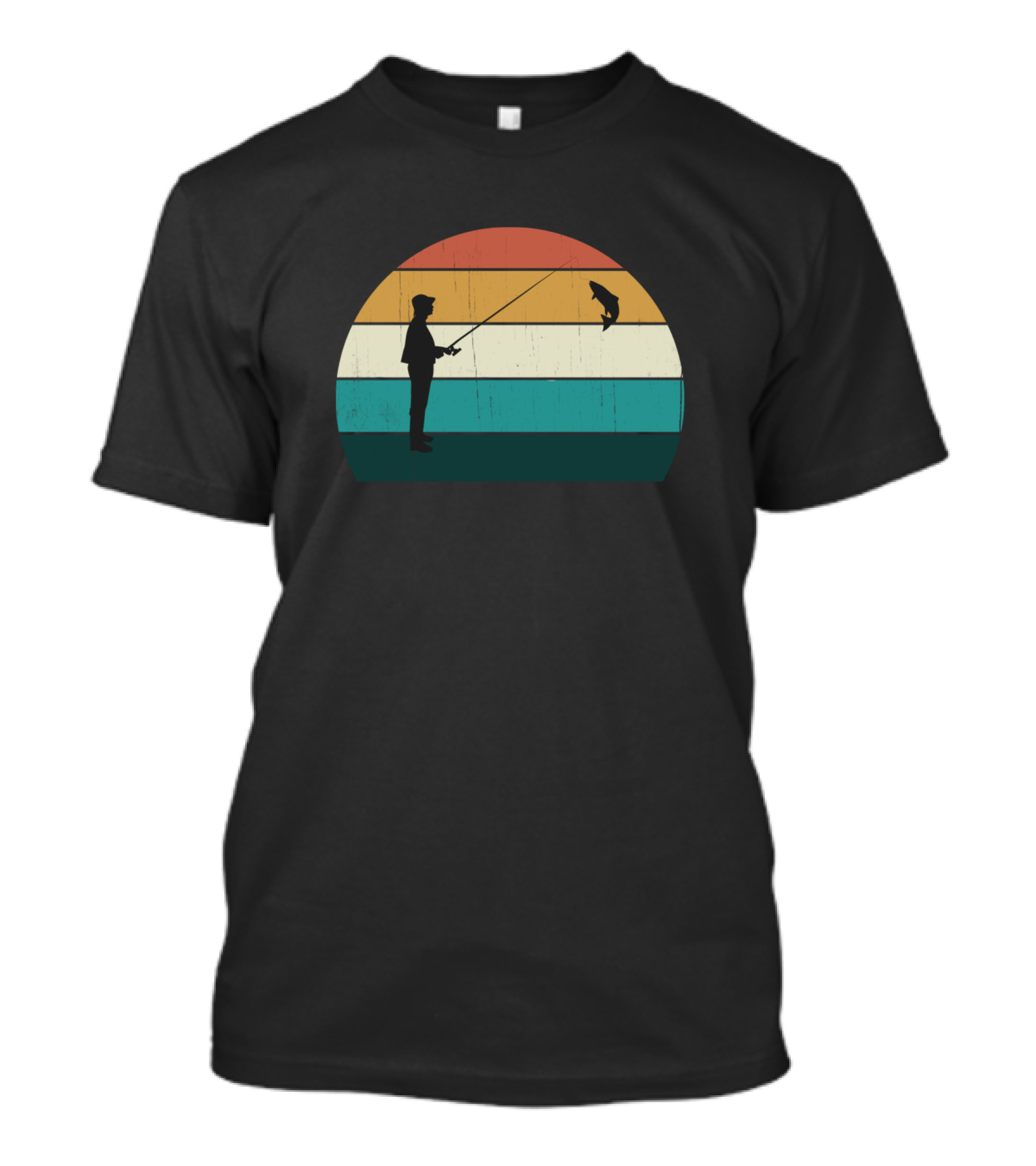 Funny Fisherman Retro Sunset Fishing Catch T-Shirt