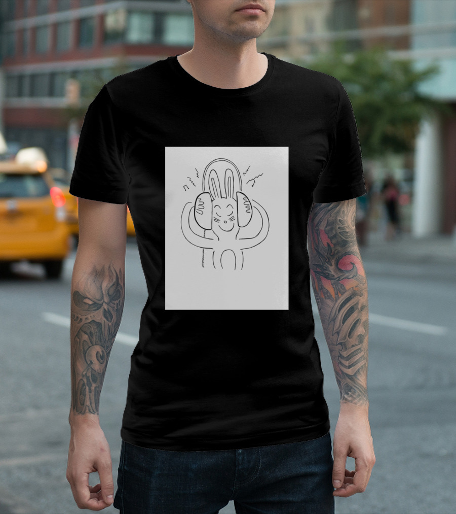 Happy Bunny Listening to Music with Headphones T-Shirt