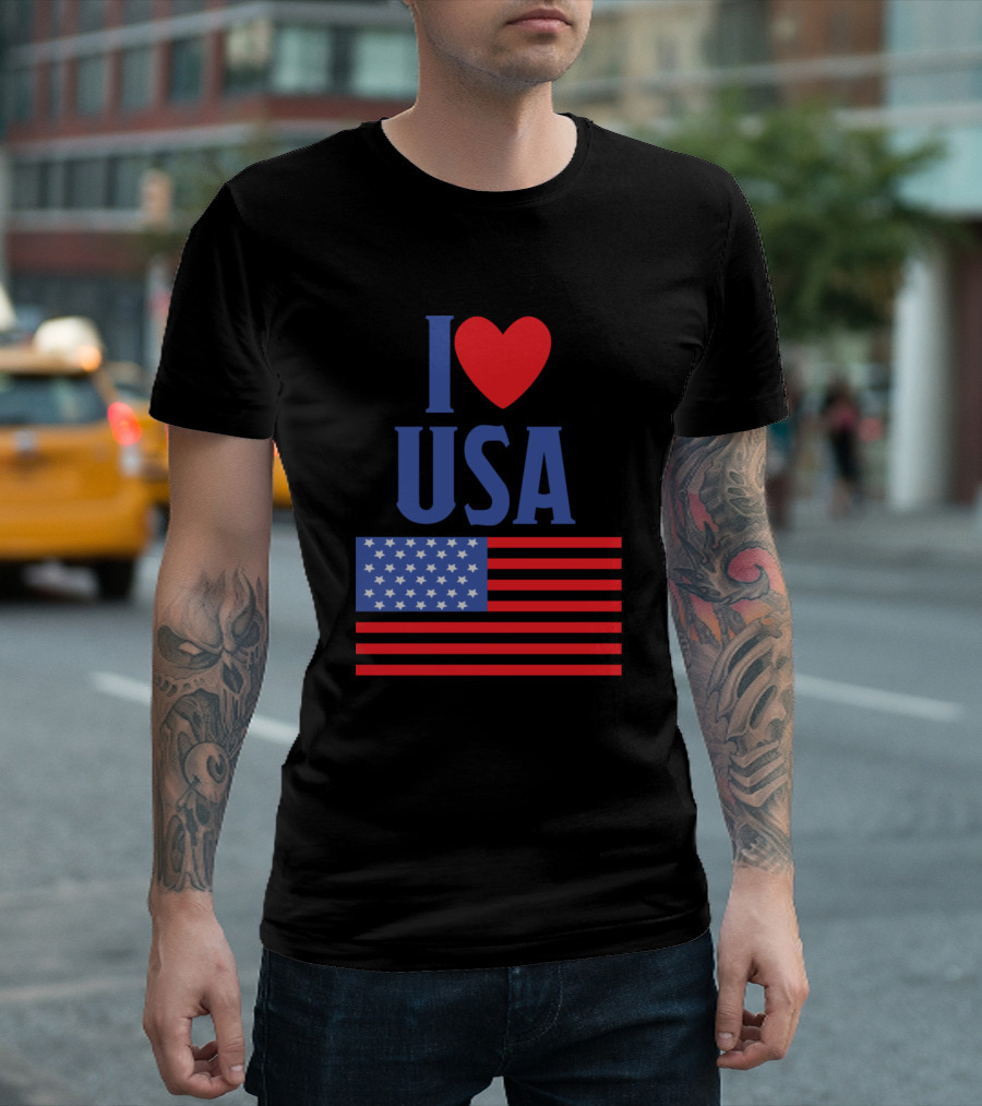 I Love USA American Flag T-Shirt