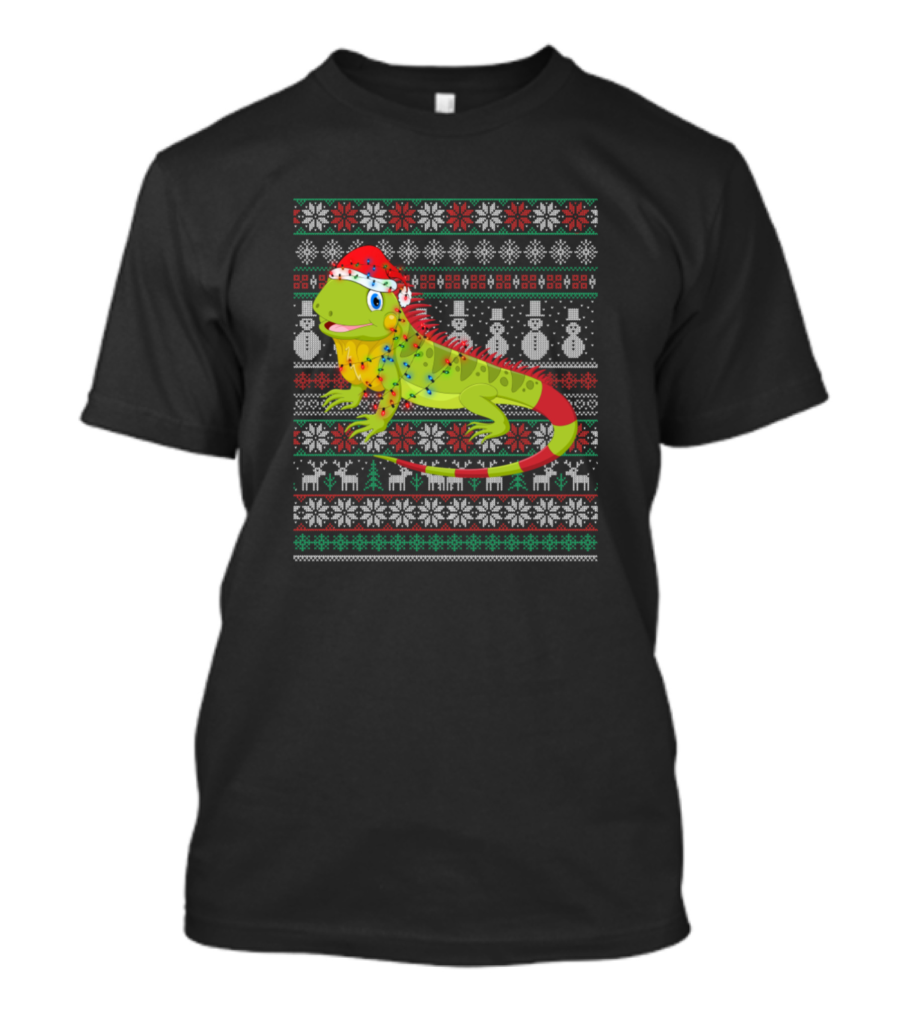 Ugly Christmas Iguana Funny Xmas Igua Snowmen Reindeer T-Shirt