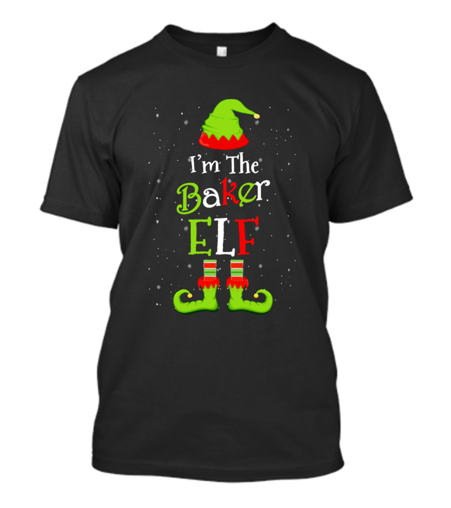 I'm The Baker Elf Family Christmas Hat And Shoes T-Shirt