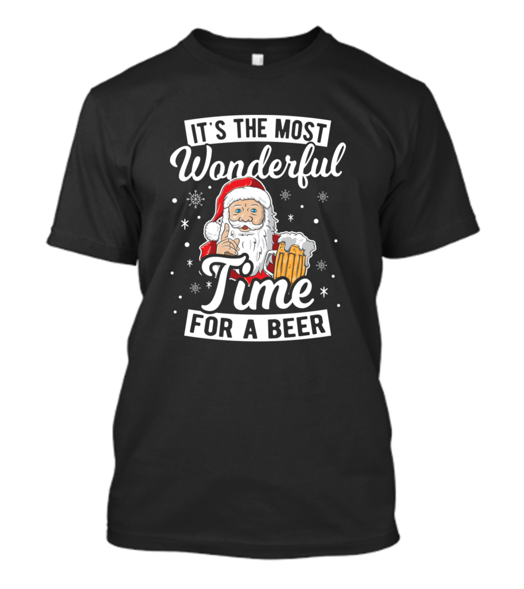 It's The Most Wonderful Time For A Beer Santa Clause Holding Beer Mug T-Shirt
