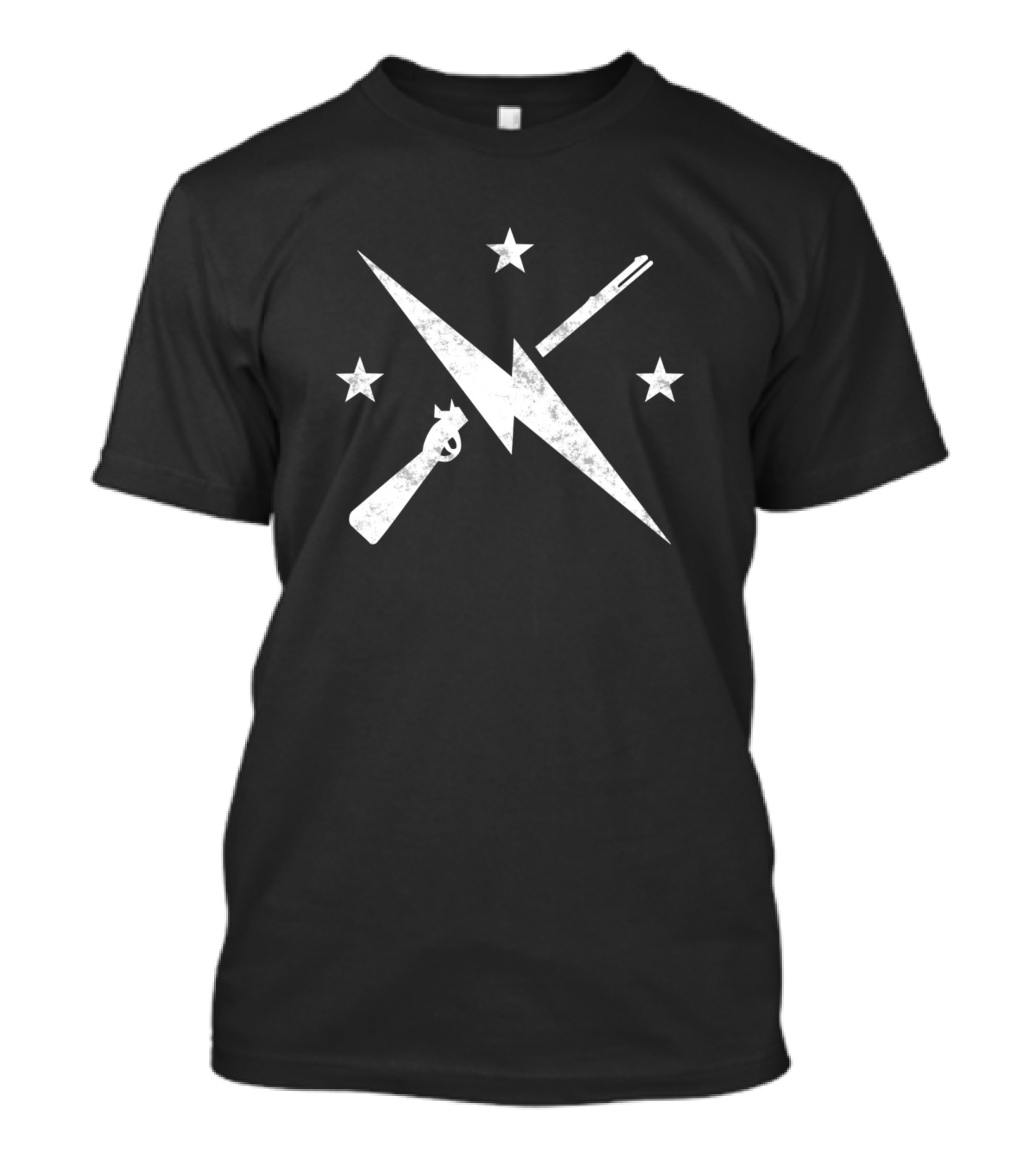 Minutemen Lightning Bolt Stars Rifle Bayonet Retro Emblem T-Shirt