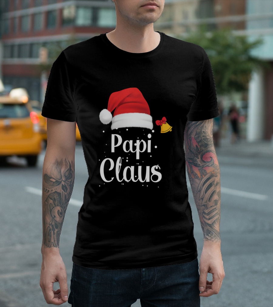 Papi Claus Santa Hat Bell T-Shirt