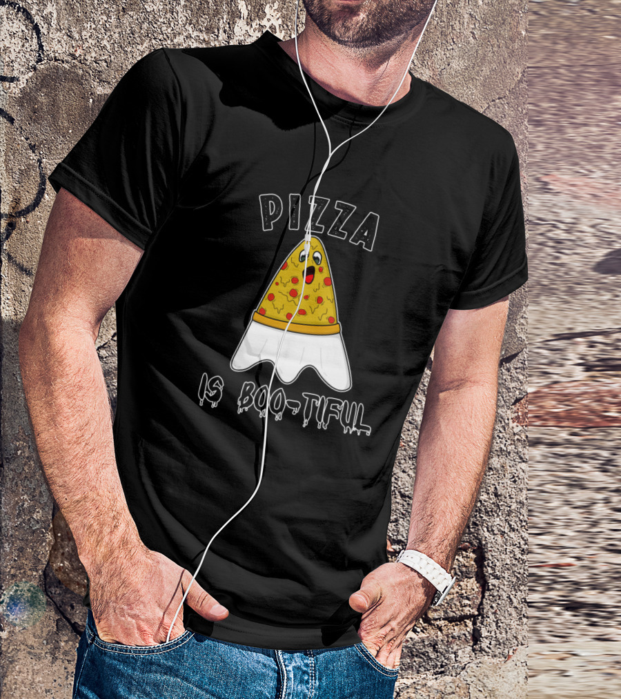 Pizza Is Boo Tiful Funny Ghost Slice T-Shirt