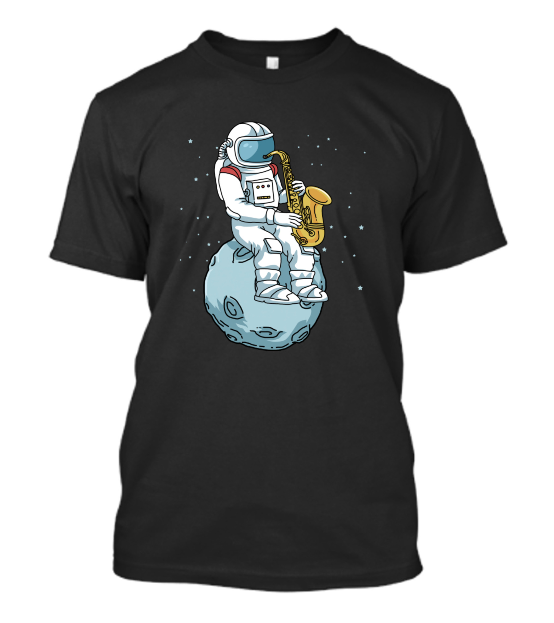 Astronaut Playing Saxophone On Moon Jazz Saxophonist Music Space T-Shirt