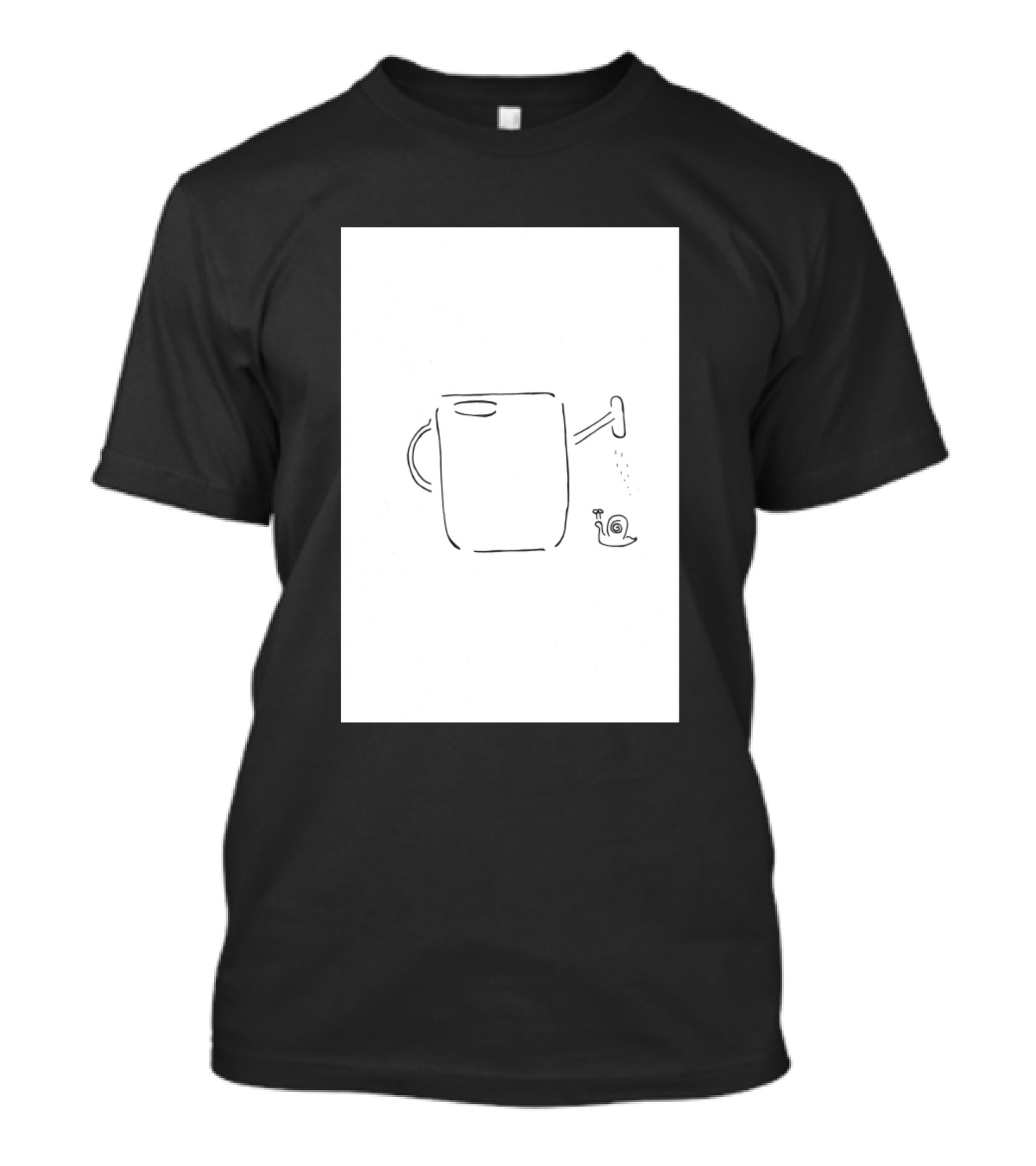 The Watering Cans Friend Snail Sketch With Simple Outline Drawing T-Shirt