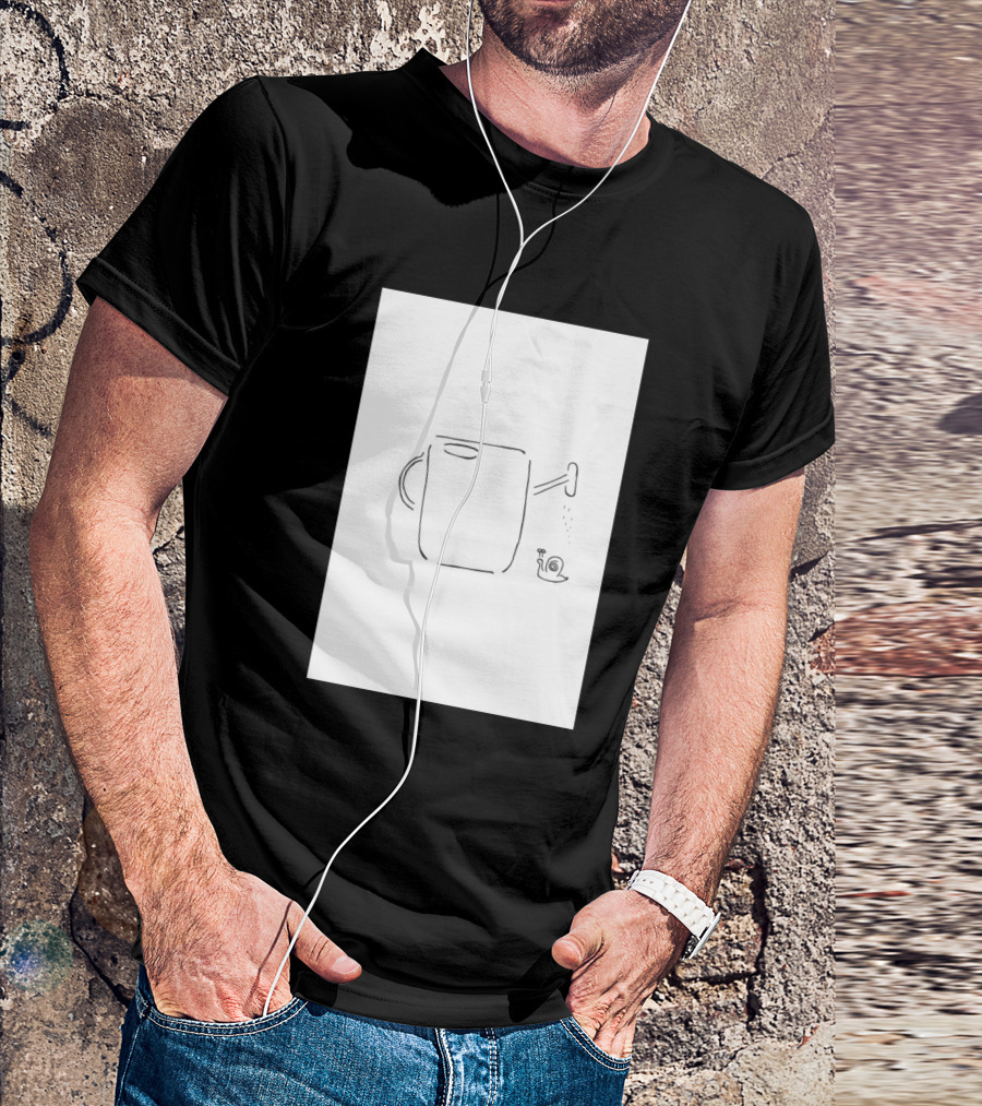 The Watering Cans Friend Snail Sketch With Simple Outline Drawing T-Shirt