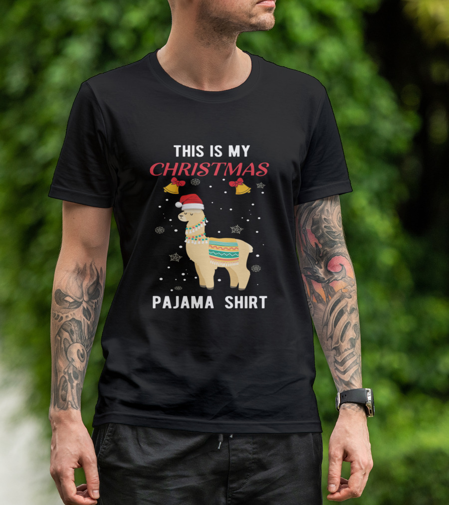 This Is My Christmas Pajama Shirt Llama T-Shirt