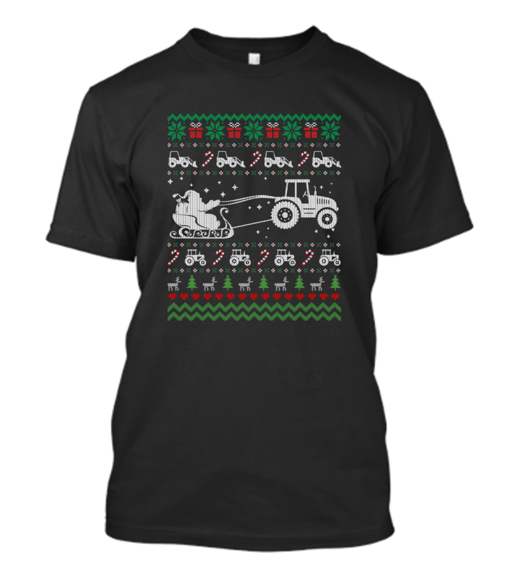 Tractor Sleigh Santa Ugly Christmas Funny Farmer T-Shirt