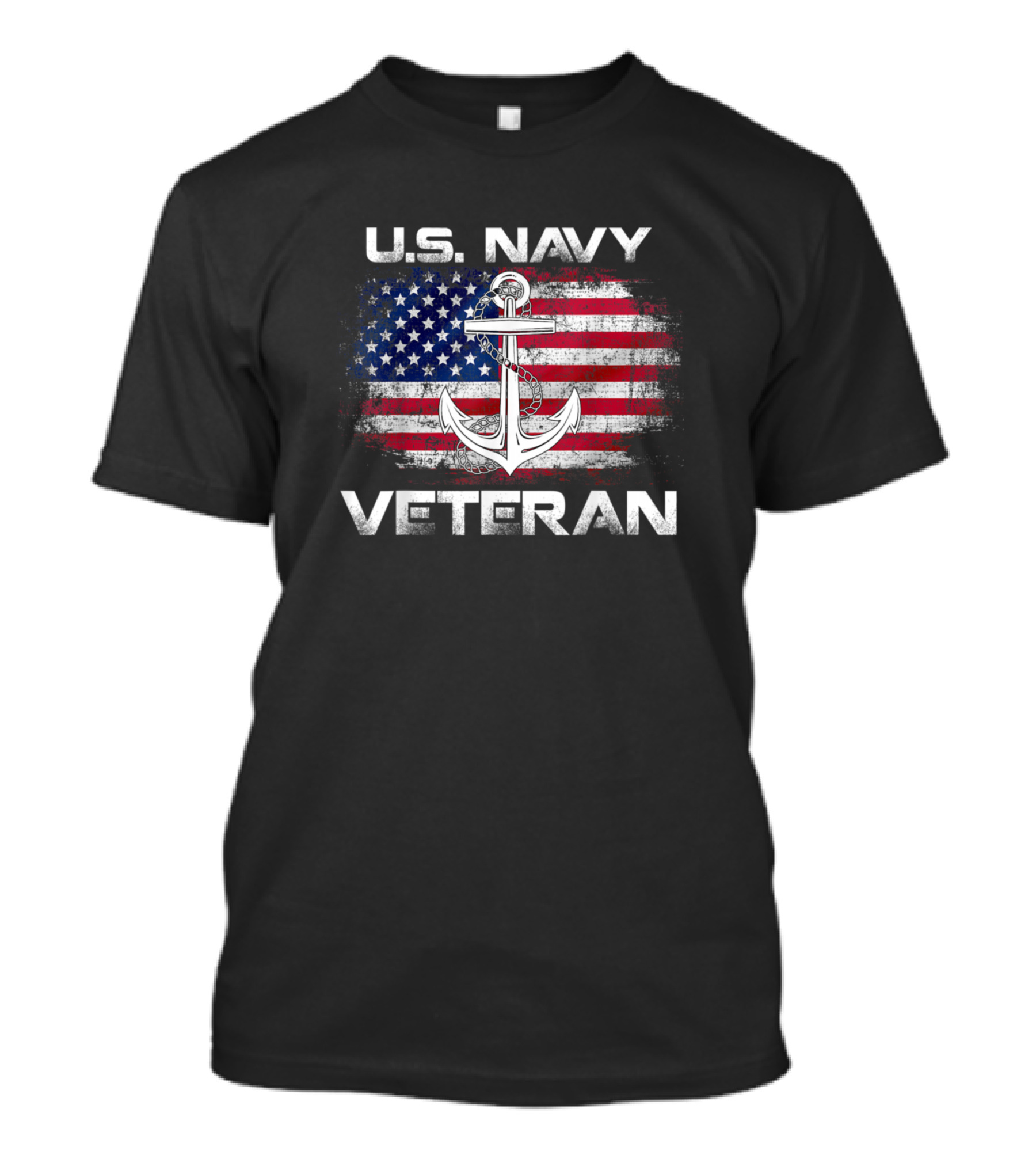 U.S. Navy Veteran American Flag Anchor T-Shirt