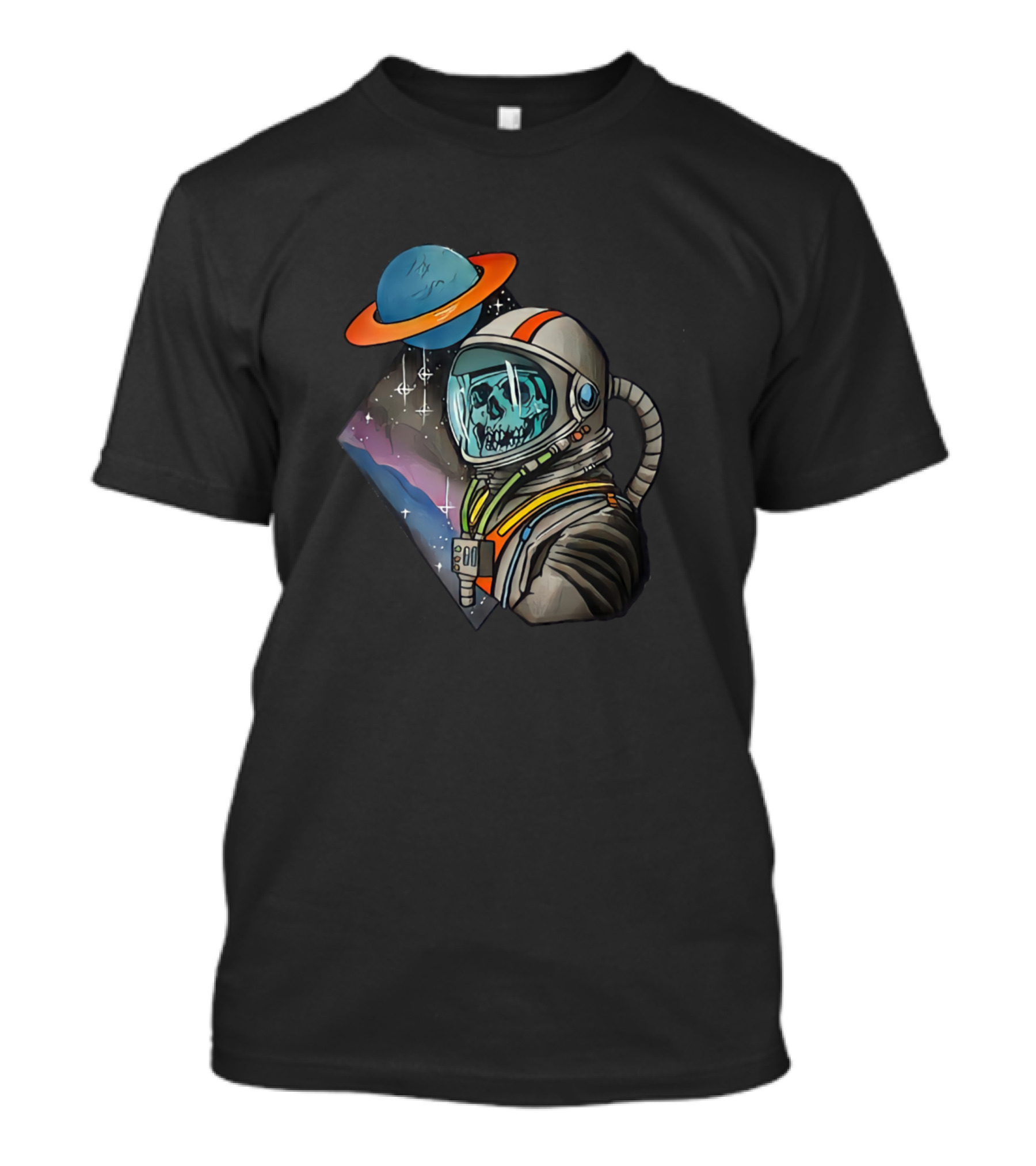Astro Skull Cosmic Space Adventure With Planet And Stars T-Shirt