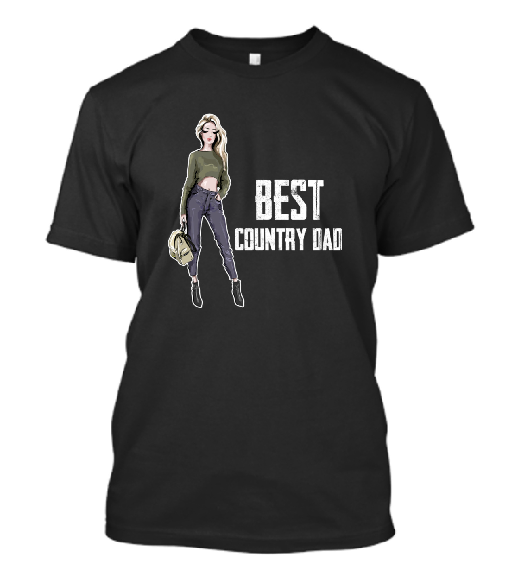 BEST COUNTRY DAD Fashionable Woman With Green Sweater And Handbag T-Shirt