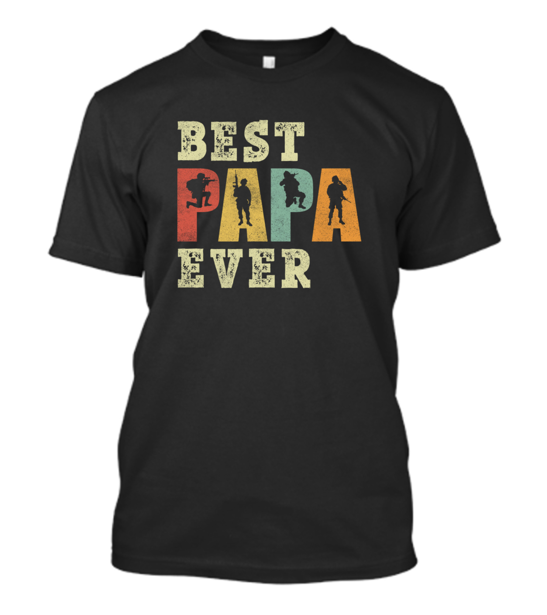 Best Papa Ever Vintage Army Veteran USA Military Icons T-Shirt