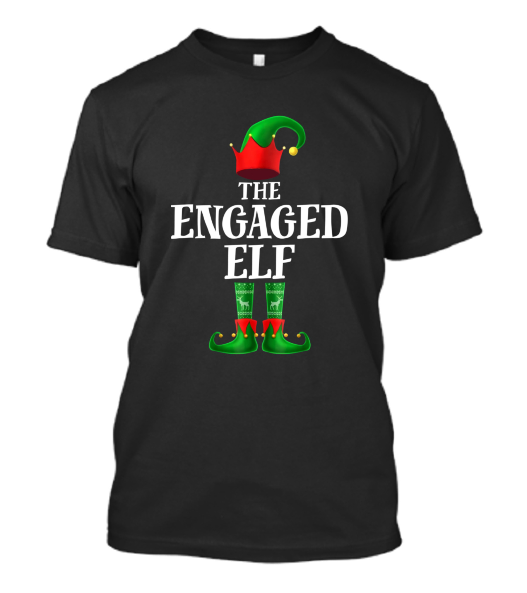 The Engaged Elf Matching Family Christmas Party Hat And Shoes T-Shirt
