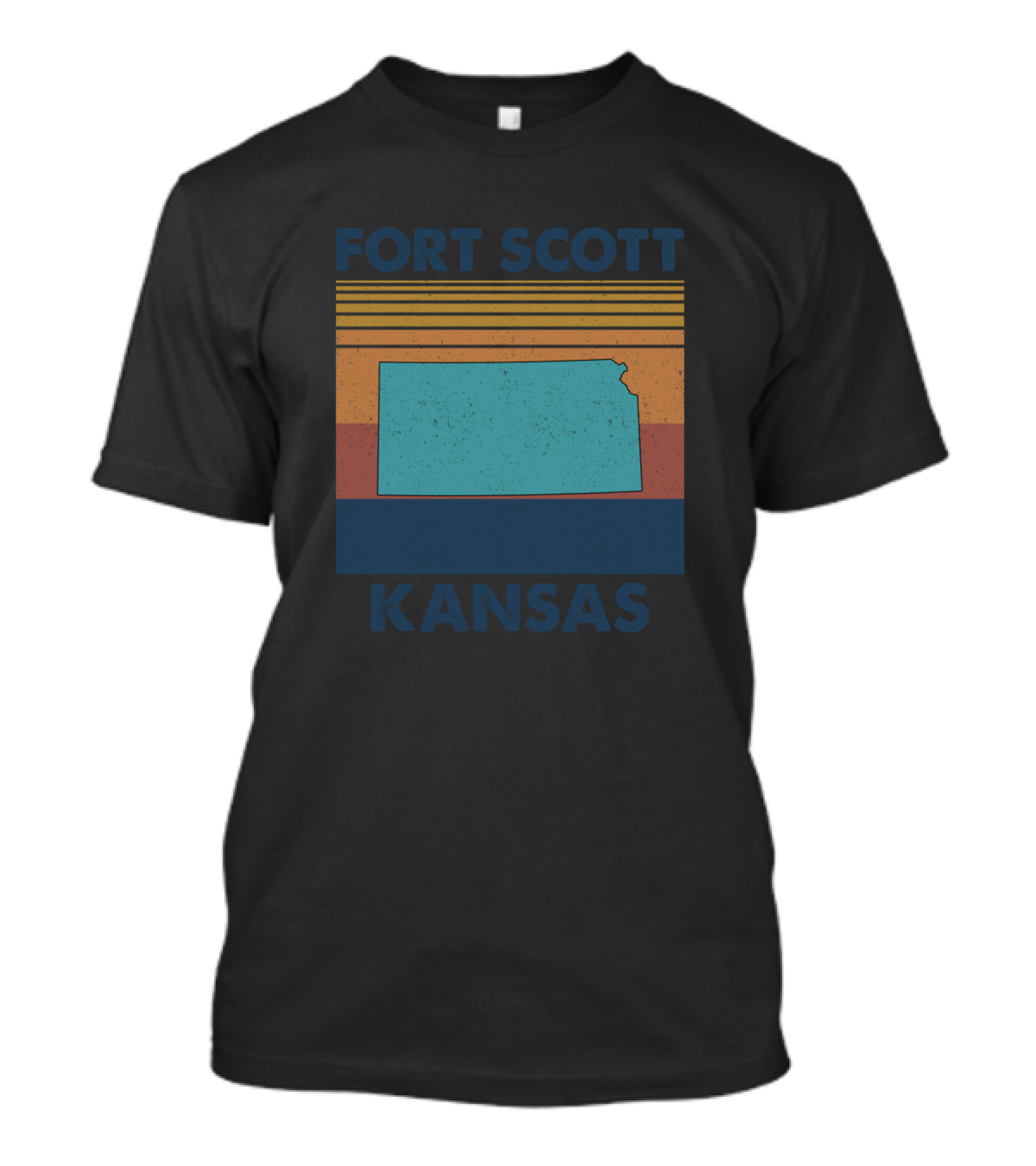 Fort Scott Kansas Retro State Silhouette Stripes T-Shirt