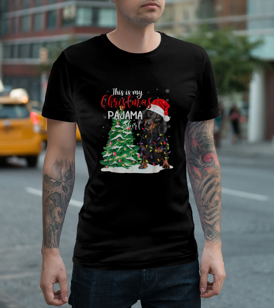 This Is My Christmas Pajama Shirt Funny Dachshund Dog T-Shirt