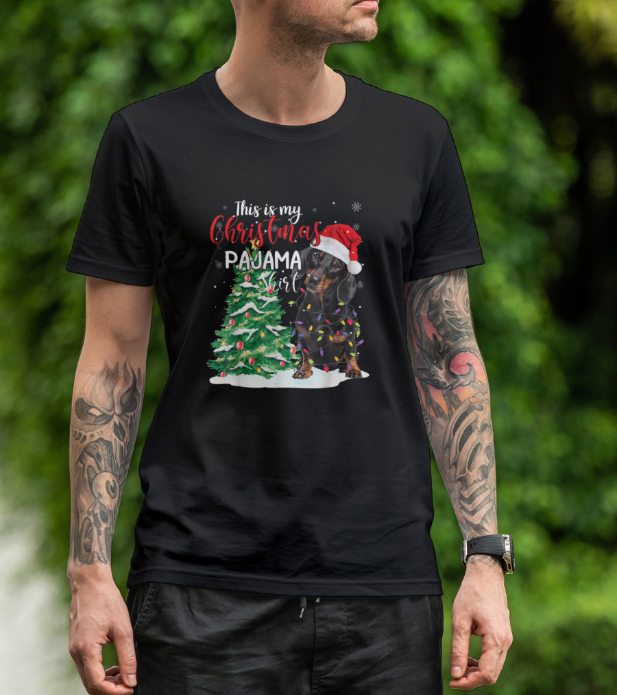 This Is My Christmas Pajama Shirt Funny Dachshund Dog T-Shirt