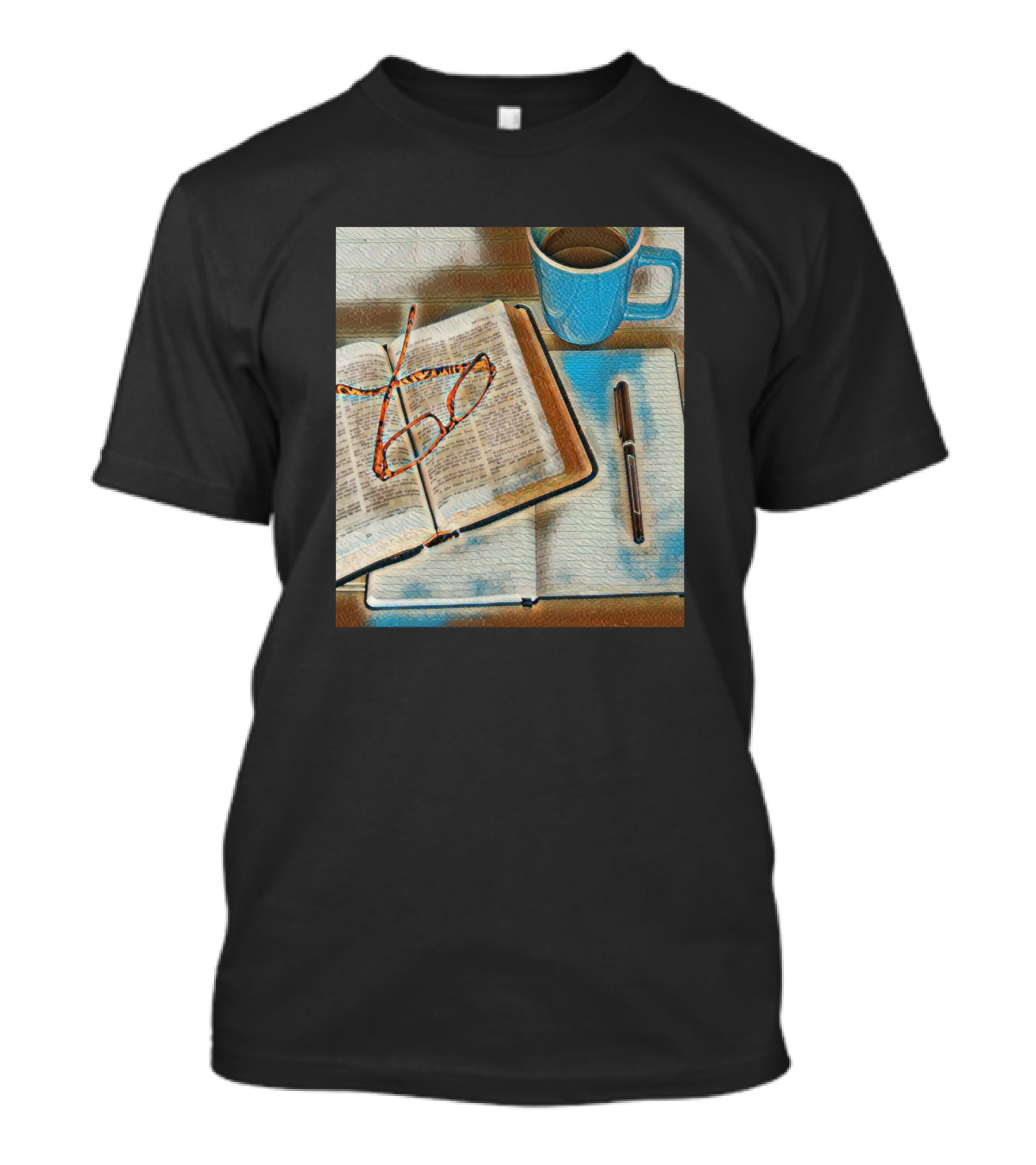 Galathi Bible Study Time With Open Bible Coffee And Glasses T-Shirt