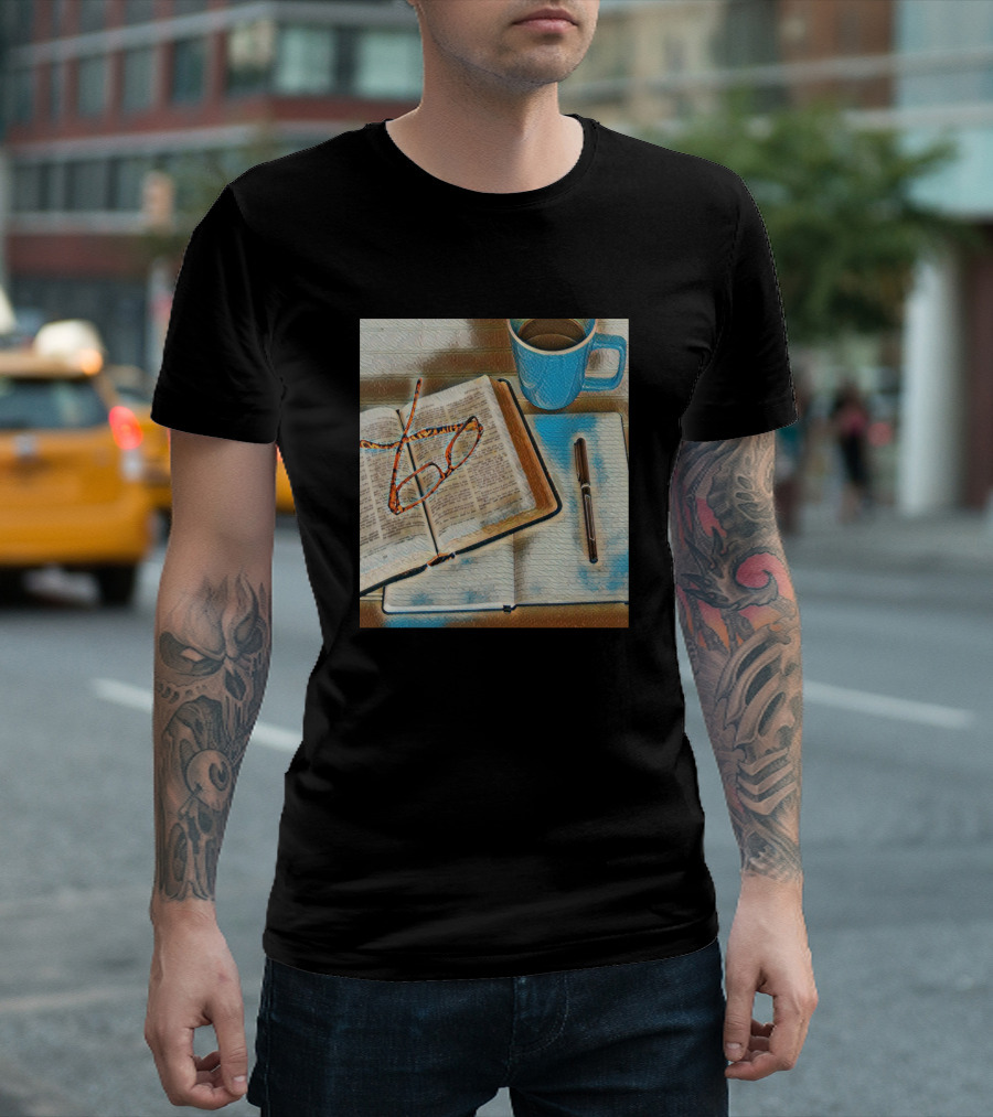 Galathi Bible Study Time With Open Bible Coffee And Glasses T-Shirt