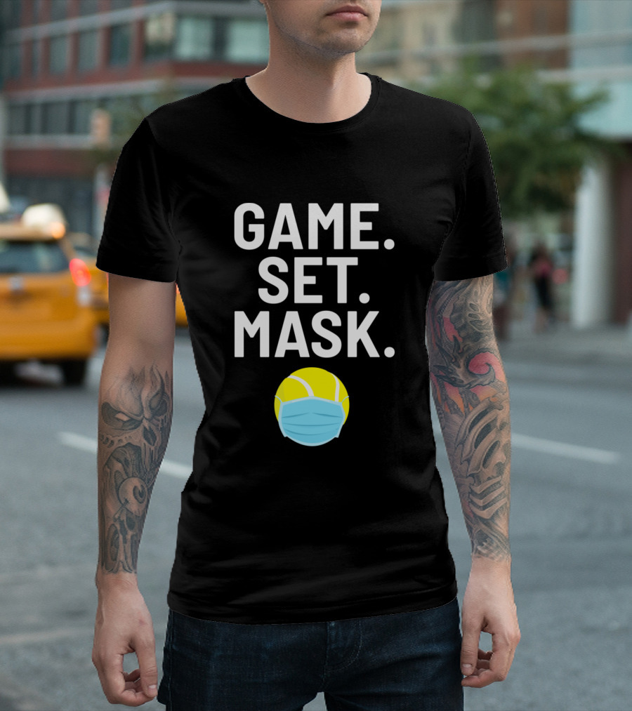 Game Set Mask Tennis Coach Tennis Ball With Face Mask T-Shirt