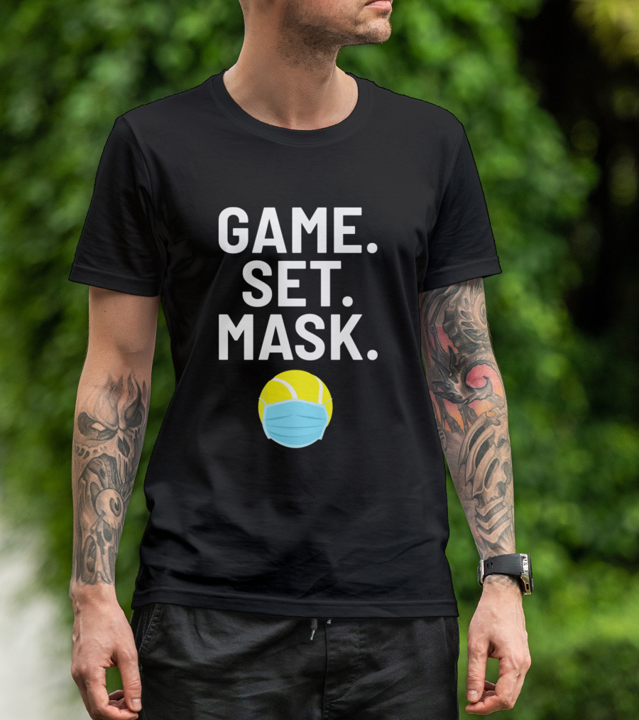 Game Set Mask Tennis Coach Tennis Ball With Face Mask T-Shirt