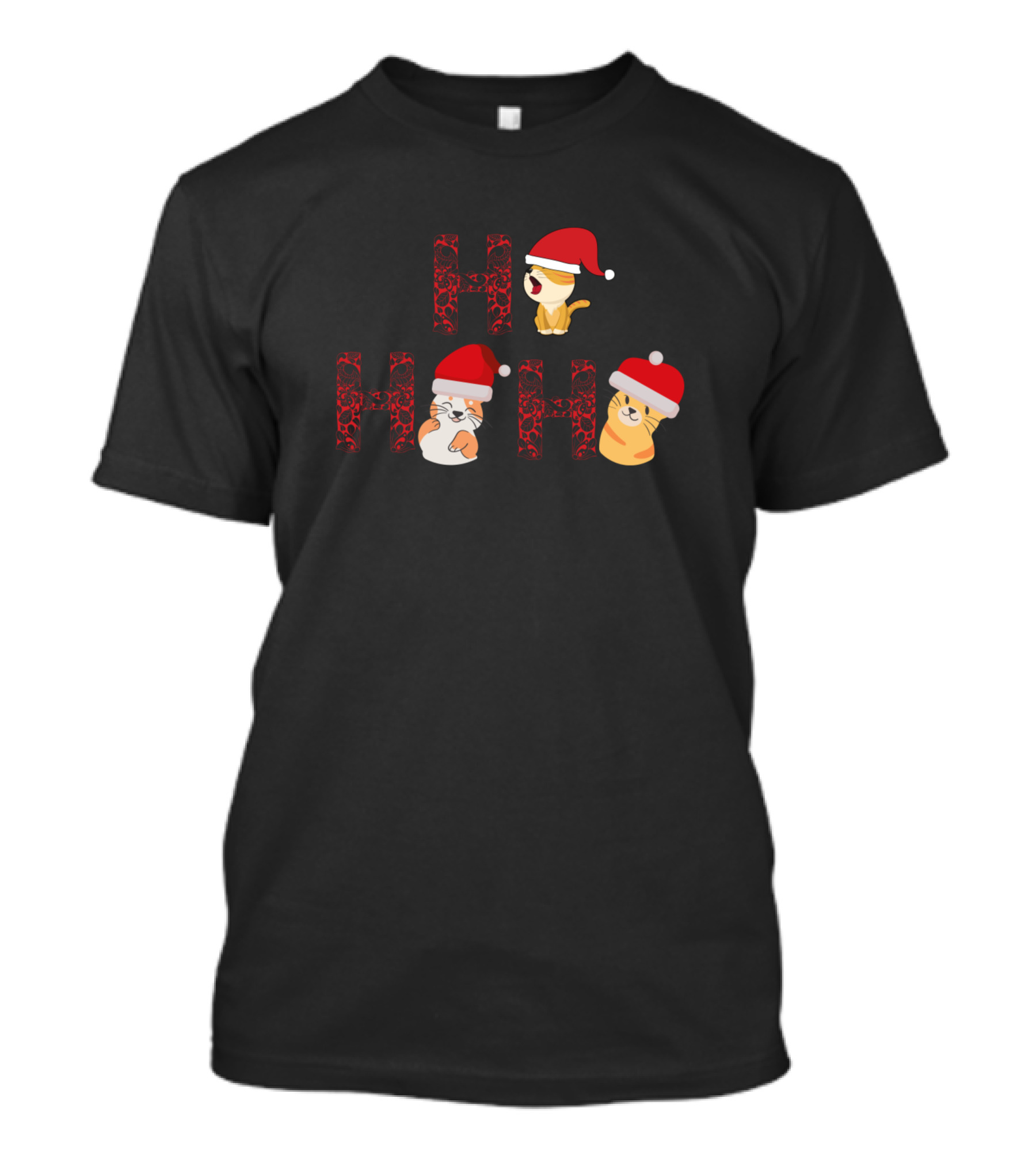 Ho Ho Ho Cat Christmas Funny Cat Lover Chris Santa Hats Cats T-Shirt