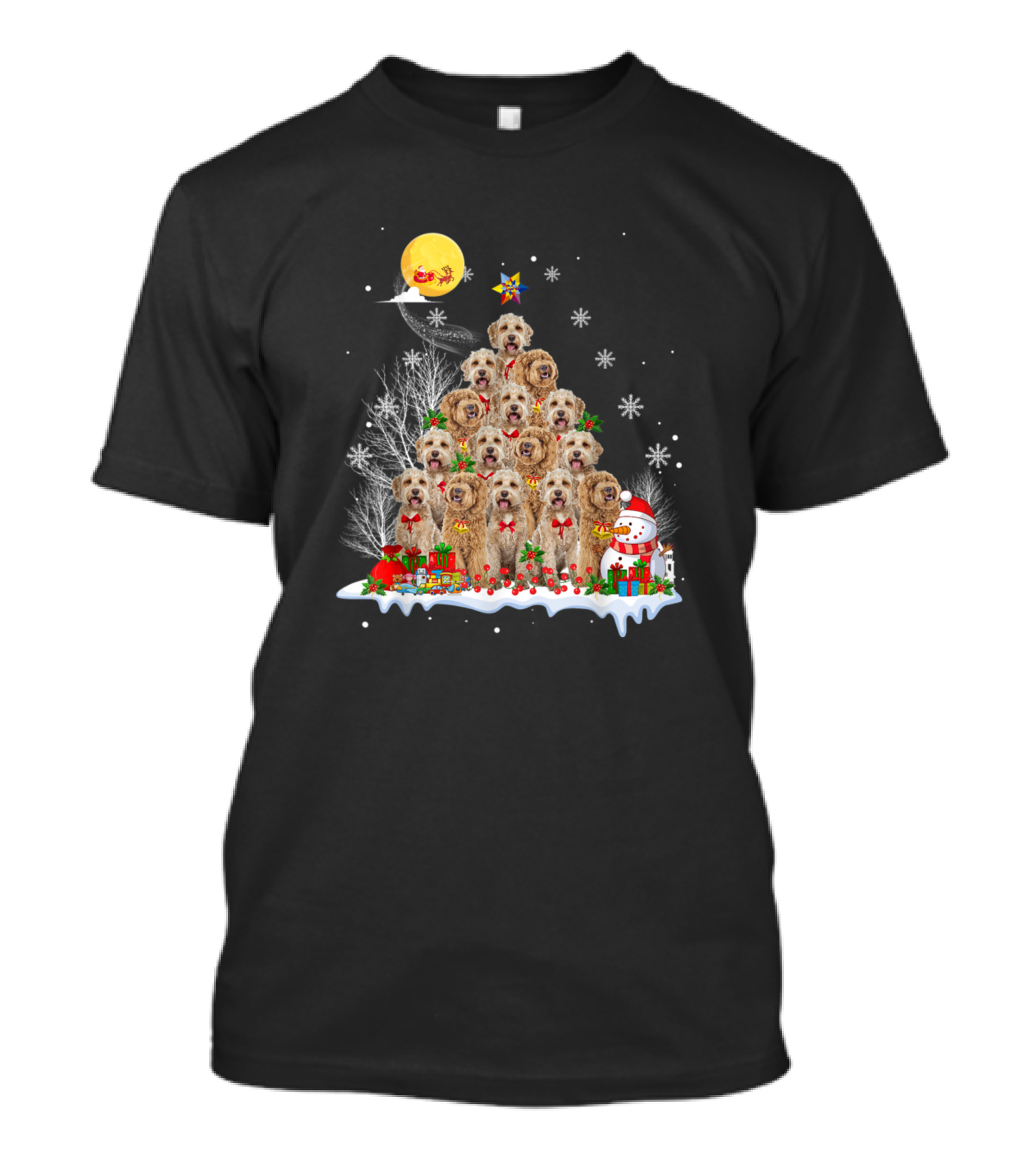 Labradoodle Christmas Tree Santa Snowflakes Reindeer Pine T-Shirt