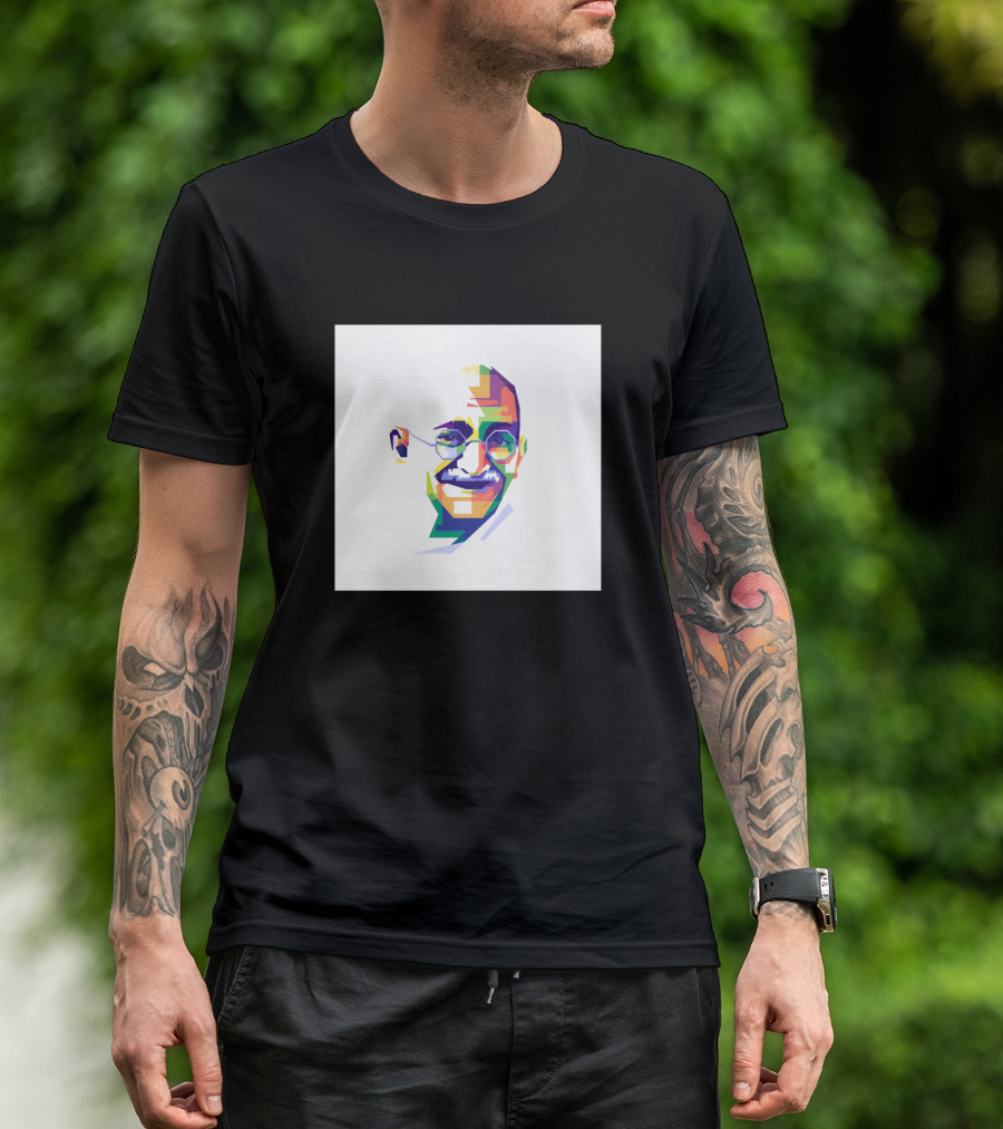 Mahatma Gandhi Colorful Geometric T-Shirt