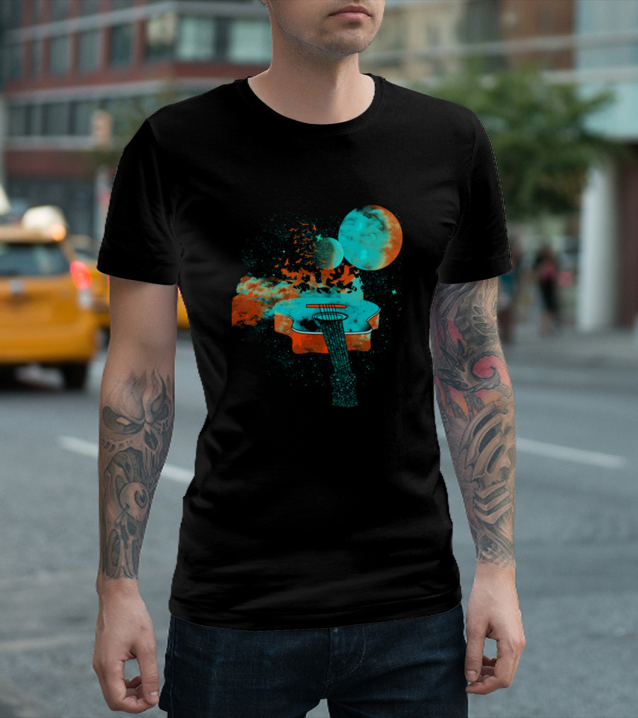 Music Is My Universe Cosmic Guitar Lunar Harmony T-Shirt