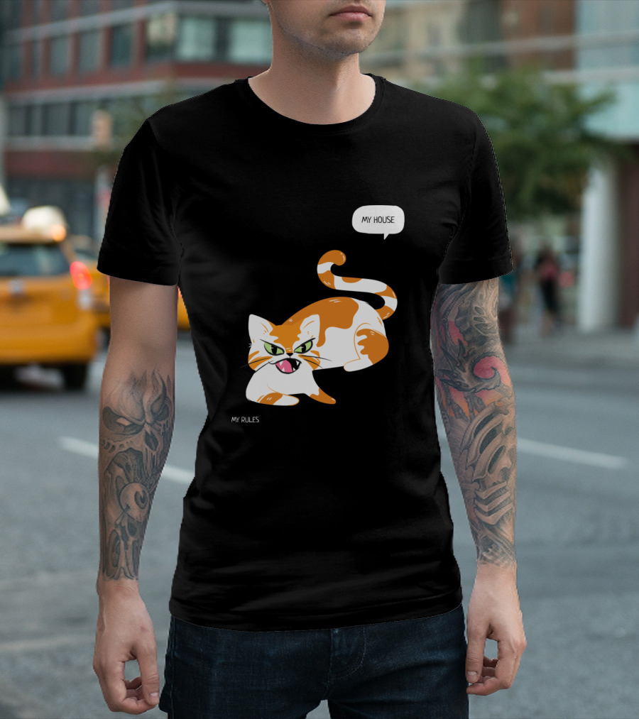 My House My Rules Cat Angry Expression T-Shirt